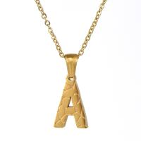 Collar de acero inoxidable de la joyería, acero inoxidable 304, Carta del alfabeto, 18K chapado en oro, diferentes estilos para la opción & para mujer, longitud 17.71 Inch, Vendido por UD