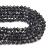 Blaue Goldstein Perlen, Blauer Sandstein, rund, Star Cut Faceted & DIY, blau, verkauft per 38 cm Strang