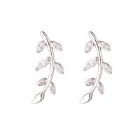 Ciúbach Zirconia Micrimhilseogra réiteodh Earring Prás, Leaf, micrea réiteach zirconia ciúbach & do bhean, dathanna níos mó le haghaidh rogha, 10x10mm, Díolta De réir Péire