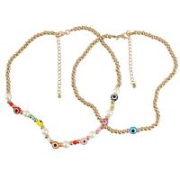 Diabolico dei monili della collana dell'occhio, lega in zinco, with Perle di plastica ABS & resina & plastica rivestito in rame, with 2.91 extender chain, 2 pezzi & gioielli di moda & per la donna, multi-colore, Lunghezza 15.47 pollice, Venduto da set