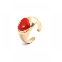 Zinc Alloy Manchet Finger Ring, met glazuur, Hart, gold plated, uniseks, meer kleuren voor de keuze, 5mm, Verkocht door PC