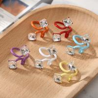 Zinc Alloy Cuff fingerring, med akryl rhinestone & emalje, forgyldt, for kvinde, flere farver til valg, 3mm, Solgt af PC