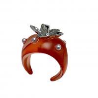 Resin ringen, Zinc Alloy, met Hars, Aardbei, silver plated, voor vrouw, meer kleuren voor de keuze, 10mm, Verkocht door PC