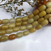 Jade Gul Bead, Trumma, polerad, DIY, blandade färger, Såld Per 38 cm Strand