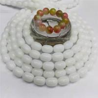 witte Chalcedoon Kraal, Drum, gepolijst, DIY, meer kleuren voor de keuze, 10x14mm, Per verkocht 38 cm Strand