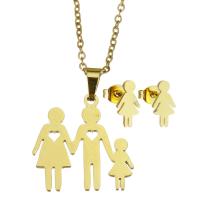 Roestvrij staal sieraden sets, Stud Oorbel & halsketting, voor vrouw, gouden, 20*20mm,1.5mm,5.5*10.5mm, Lengte 17 inch, Verkocht door Stel