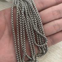 Sárgaréz forrasztható lánc, galvanizált, ezüst, Ólom és nikkel mentes, 3x3x1.5mm, 100m/Lot, Által értékesített Lot