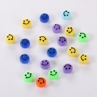 Grânulos de jóias de acrílico, acrilico, enfrentam o sorriso, DIY & lavagem química, cores misturadas, 6x10mm, 1700PCs/G, vendido por G