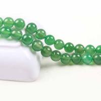 Prirodni Zeleni ahat perle, Green Agate, Krug, uglađen, možete DIY, zelen, 10mm, Prodano Per 38 cm Strand