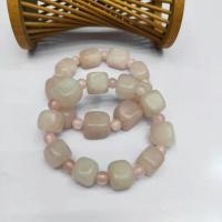 Quartz Náramky, Rose Quartz, s Krystal, Náměstí, lesklý, unisex, světle růžová, 11x14mm, Délka 19 cm, Prodáno By PC