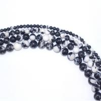 Zebra Jasper Bead, Runde, du kan DIY, blandede farver, Solgt Per 40 cm Strand