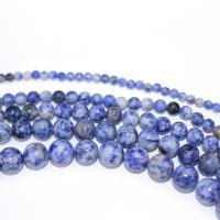 Blauw Spot stenen kralen, Ronde, DIY, blauw, Per verkocht 40 cm Strand