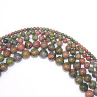 Unakite grânulos, Flores verdes, Roda, DIY, cores misturadas, vendido para 40 cm Strand