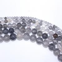 Natuurlijke grijze Quartz parels, Grey Quartz, Ronde, DIY, grijs, Per verkocht 40 cm Strand