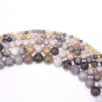 Bamboo Agate Bead, Runde, du kan DIY, blandede farver, Solgt Per 40 cm Strand