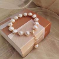 Fionnuisce saothraithe Pearl Bracelet, Pearl Fionnuisce, le Sinc Alloy, BeCharmed Pearl, 14K óir plated, Inchoigeartaithe & do bhean, dathanna measctha, 80mm, Fad 17 cm, Díolta De réir PC