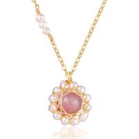 Collana quarzo, Strawberry Quartz, with Lega & perla d'acquadolce coltivata naturalmente, per la donna, colori misti, Lunghezza 51 cm, Venduto da PC