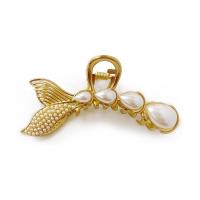 Haar Claw Clips, Zinc Alloy, met parel, handgemaakt, voor vrouw & met strass, gouden, Verkocht door PC