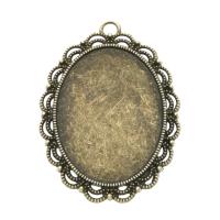 Zinc Alloy vedhæng Cabochon Setting, forgyldt, antik guld farve, 30x40mm, 1000pc'er/Bag, Solgt af Bag