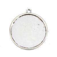 Pendentif en alliage de zinc Cabochon Cadre, Rond, Placage, Pour la gemme de temps cabochon & double face, argent, 25mm, 1000PC/sac, Vendu par sac