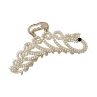 Haar Claw Clips, Zinc Alloy, met parel, handgemaakt, voor vrouw & met strass, wit, 113x58mm, Verkocht door PC