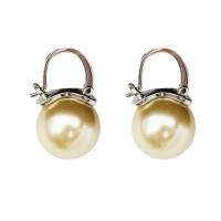 Prás Leverback Earring, le Pearl Plaisteacha, 18K ór plátáilte, do bhean, dathanna níos mó le haghaidh rogha, 25x13mm, Díolta De réir PC