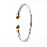 Titanium Steel Σφαλιάρα Bangle, επιχρυσωμένο, κοσμήματα μόδας & για άνδρες και γυναίκες & ρυθμιζόμενο, περισσότερα χρώματα για την επιλογή, 48x58mm, 4mm, Sold Με PC