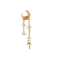 Messing Earring Drop Component, 18K forgyldt, med rhinestone, 25mm, Solgt af PC