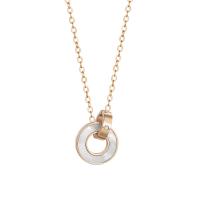 Titanium Steel Necklace with 1.97inch extender chain rose gold color plated for woman & with rhinestone Length 17.72 Inch Sold By PC