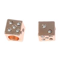 Zinklegering European Beads, Zinc Alloy, Square, DIY & met strass, rose goud kleur, 8x8x8mm, Verkocht door PC