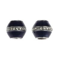 Zinc Alloy European Beads DIY & enamel & with rhinestone blue Sold By PC