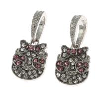 Sinc Alloy Rhinestone Pendants, le rhinestone, airgid, 13x10x2mm, Díolta De réir PC