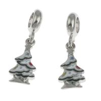 European stile Zinc Alloy pendenti, lega in zinco, Albero di Natale, smalto, colori misti, 17x9x2mm, Venduto da PC