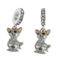 European stile Zinc Alloy pendenti, lega in zinco, Animale, smalto & con strass, colori misti, 15x14x1mm, Venduto da PC