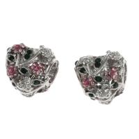 Cink Alloy European perle, Srce, možete DIY & s Rhinestone, miješana boja, 12x12x10mm, Prodano By PC