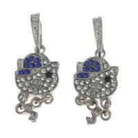 Zinc Alloy Rhinestone Pendler, med rhinestone, blandede farver, 15x11x2mm, Solgt af PC