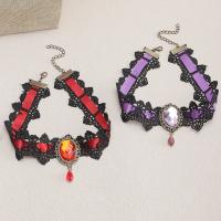 Ketting Halloween, Zinc Alloy, met Kant & Acryl, met 2.56 extender keten, Halloween ontwerp & mode sieraden & Halloween Jewelry Gift & voor vrouw, meer kleuren voor de keuze, Lengte 13.19 inch, Verkocht door pair