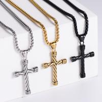 Stainless Steel smycken halsband, 304 rostfritt stål, Cross, mode smycken & Unisex, fler färger för val, 43x28mm, Längd 23.62 inch, Säljs av PC