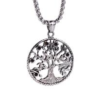 Collana in acciaio inossidabile, 304 acciaio inox, Cerchio, gioielli di moda & albero della vita di disegno & unisex, colore originale, 39x34x2mm, Lunghezza 23.62 pollice, Venduto da PC