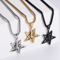 Stainless Steel Jewelry Necklace 304 Stainless Steel Star plated fashion jewelry & Unisex Length 23.62 Inch Sold By PC