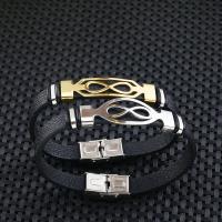 Pulseiras de fio de PU, Couro do plutônio, with aço inoxidável, banhado, joias de moda & unissex, Mais cores pare escolha, 215mm, vendido por Defina