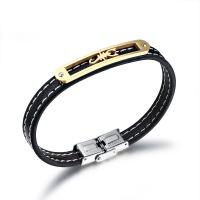 PU Cord Armbånd, med Stainless Steel, Scorpion, guldfarve belagt, mode smykker & Unisex, gylden, 205mm, Solgt af PC