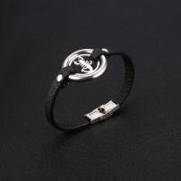 PU Cord Armbånd, med Stainless Steel, Scorpion, sølvfarvet forgyldt, mode smykker & Unisex, sølv, 205mm, Solgt af PC