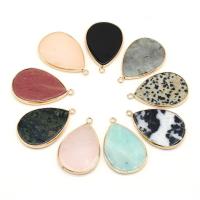 Gemstone Pendants Jewelry Natural Stone Teardrop plated DIY Sold By PC