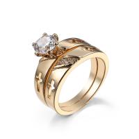 Cubic Zircon Brass δάχτυλο του δακτυλίου, Ορείχαλκος, με Cubic Zirconia, χρώμα επίχρυσο, διαφορετικά στυλ για την επιλογή & για τη γυναίκα, νικέλιο, μόλυβδο και κάδμιο ελεύθεροι, Sold Με PC