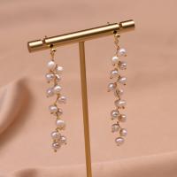 Boucles d'oreilles en perles d'eau douce, laiton, avec Argent sterling 925 & perle d'eau douce cultivée, Plaqué or 18K, pour femme, plus de couleurs à choisir, 72mm, Vendu par paire