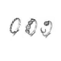 Sinc Alloy Ring Set, trí phíosa & jewelry faisin & do bhean, nicil, luaidhe & caidmiam saor in aisce, Díolta De réir Socraigh