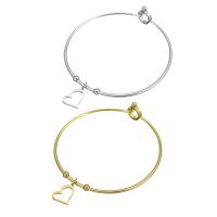 Nerūdijančio plieno Bangle, Nerūdijantis plienas, Širdis, padengtą, moters, daugiau spalvų pasirinkimas, 11*15mm,2mm, Vidinis skersmuo:Apytiksliai 62mm, Pardavė PC