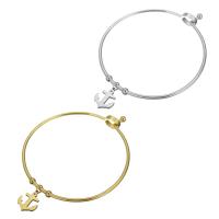 Nerūdijančio plieno Bangle, Nerūdijantis plienas, Inkaras, padengtą, moters, daugiau spalvų pasirinkimas, 12*15mm,2mm, Vidinis skersmuo:Apytiksliai 61mm, Pardavė PC