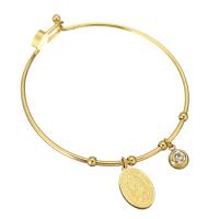 Roestvrij staal armbanden, micro pave zirconia & voor vrouw, gouden, 12*18mm,8*11mm,2mm, Binnendiameter:Ca 63mm, Verkocht door PC